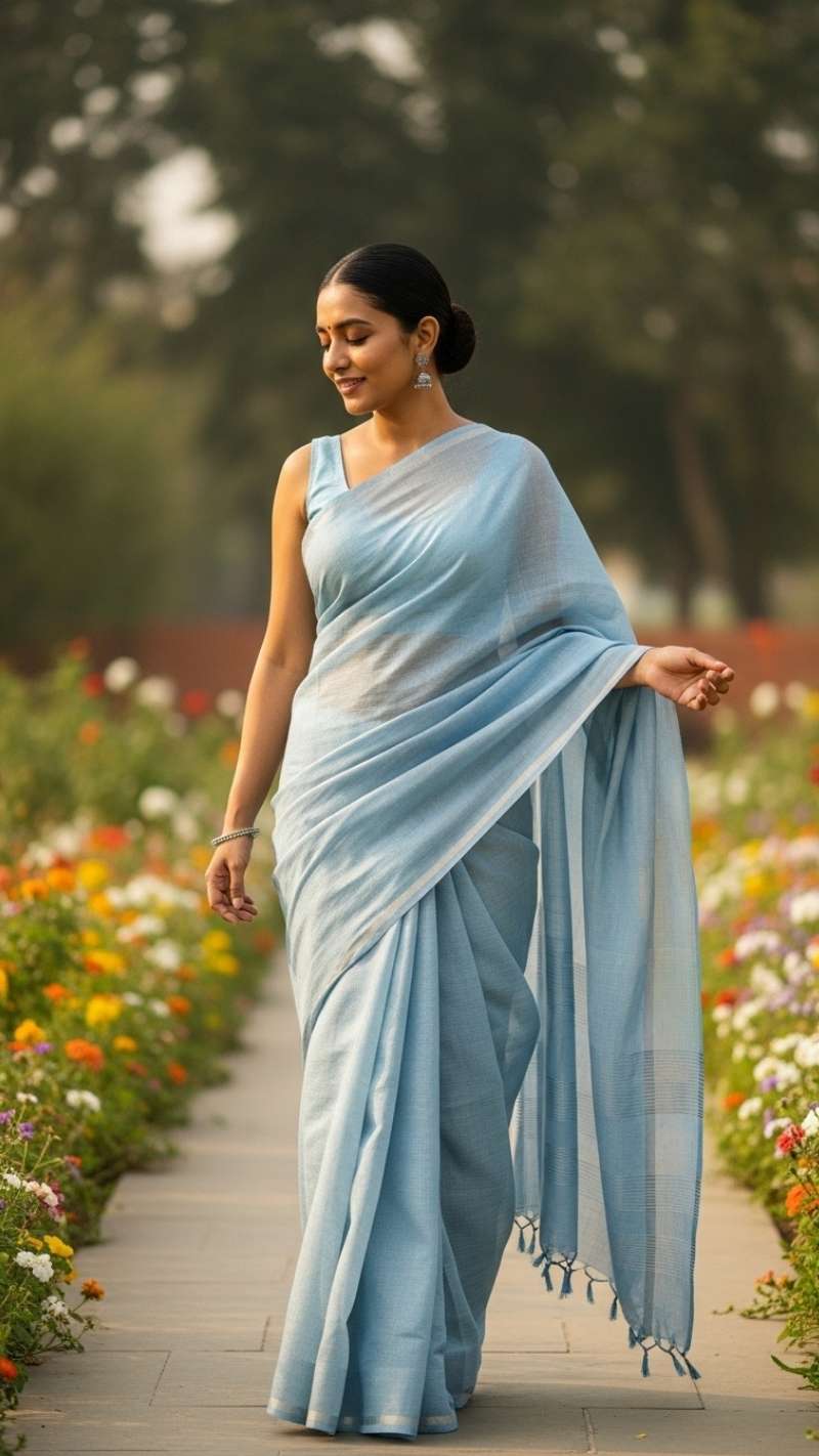 Soft Linen Cotton Saree